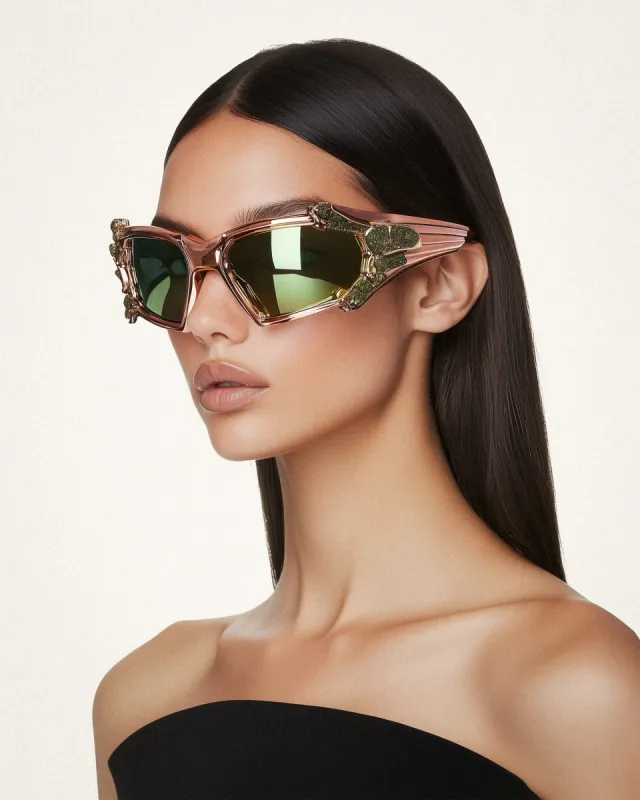 Sophia Gemstone Aurora Sunglasses - Gold & Pink sold by JW PEI