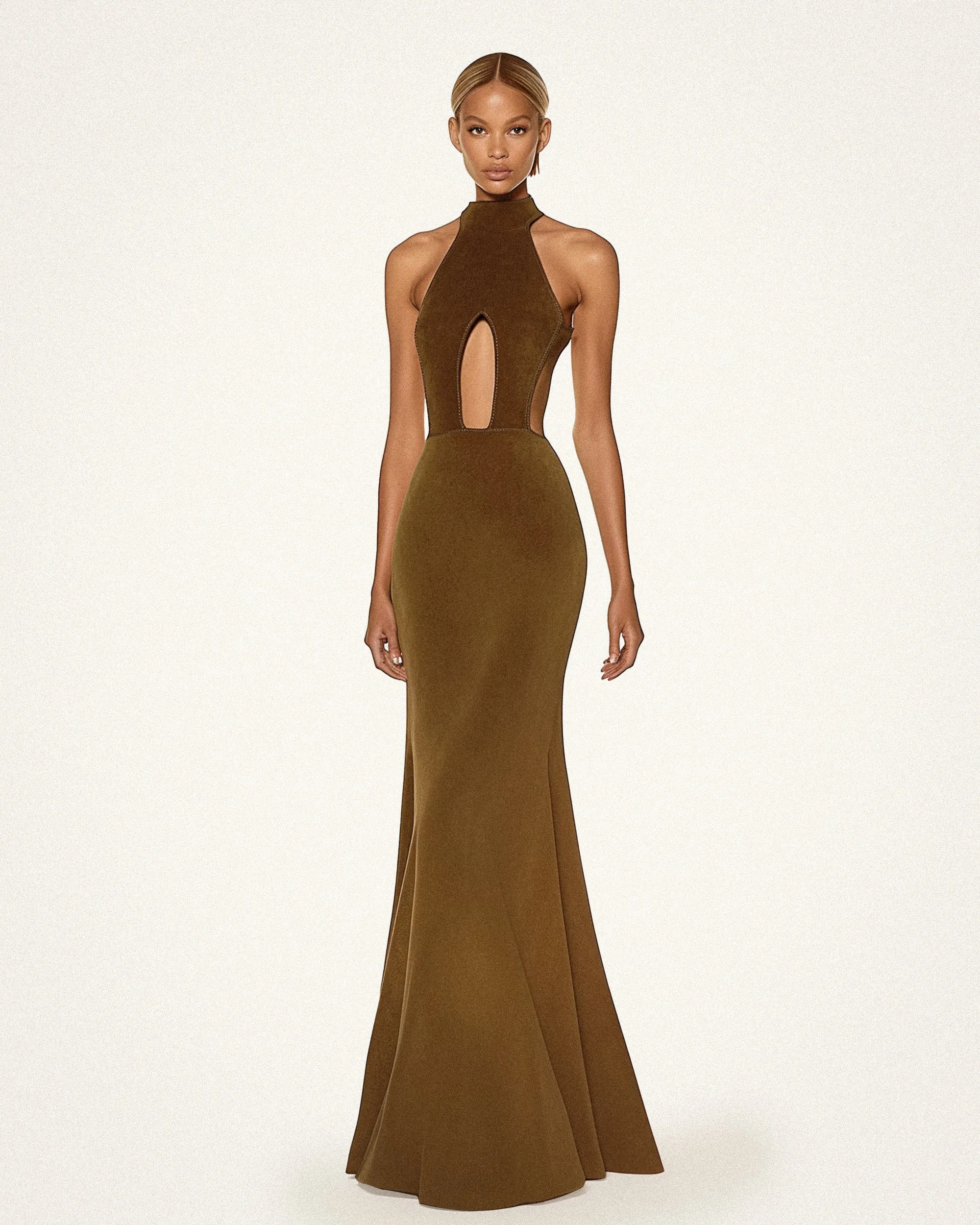 Taylor Halter Cutout Dress - Olive sold by JW PEI