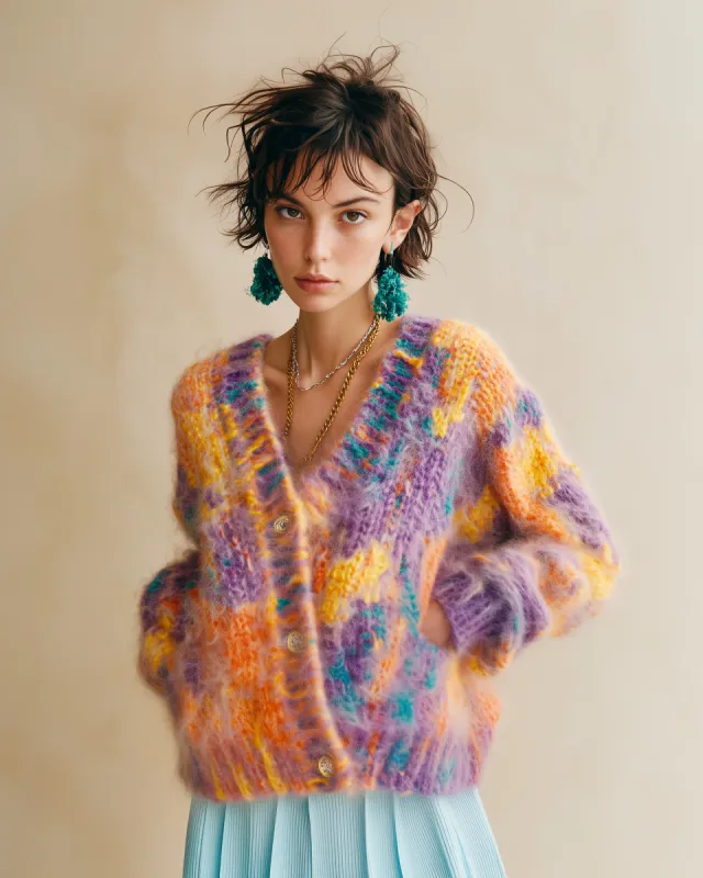 Chloe Rainbow Knit Cardigan - Multicolor sold by JW PEI
