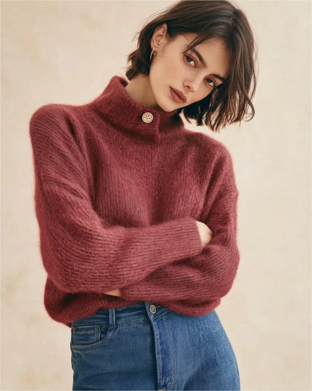 Violet Wool Turtleneck Sweater - Burgundy sold by JW PEI