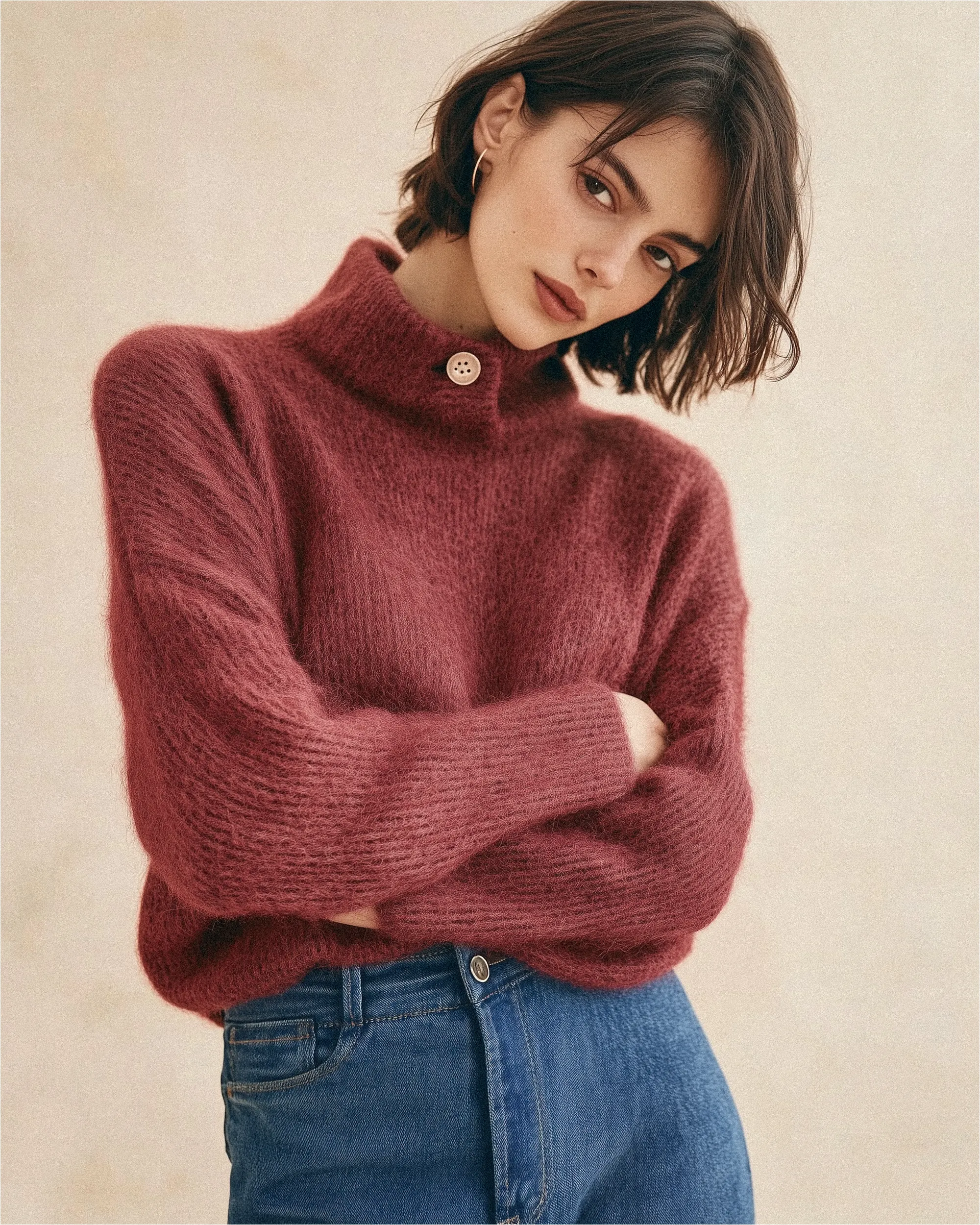 Violet Wool Turtleneck Sweater - Burgundy sold by JW PEI