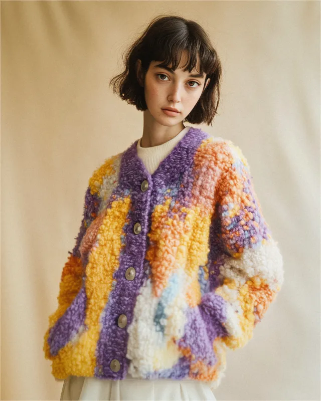 Eleanor Oversized Textured Cardigan - Multicolor sold by JW PEI