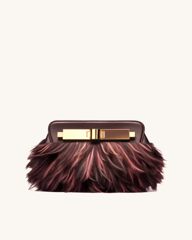 Zoey Feather Clutch - Burgundy sold by JW PEI