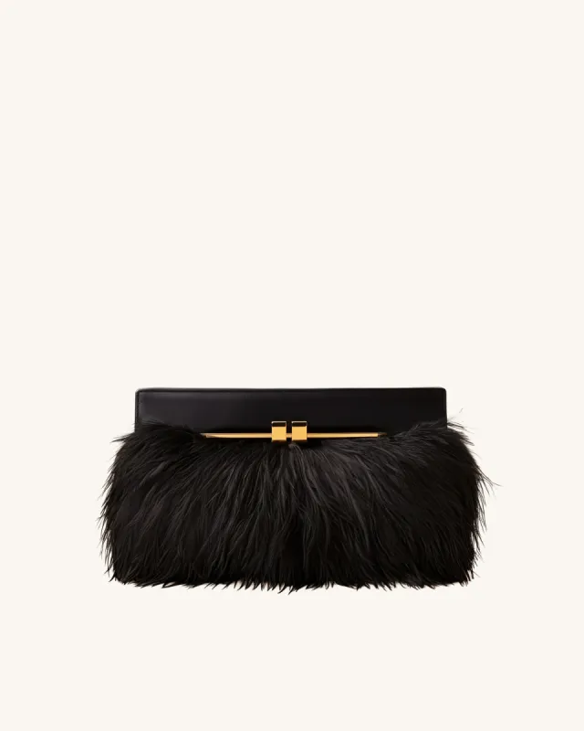 Eliana Feather Clutch - Black sold by JW PEI