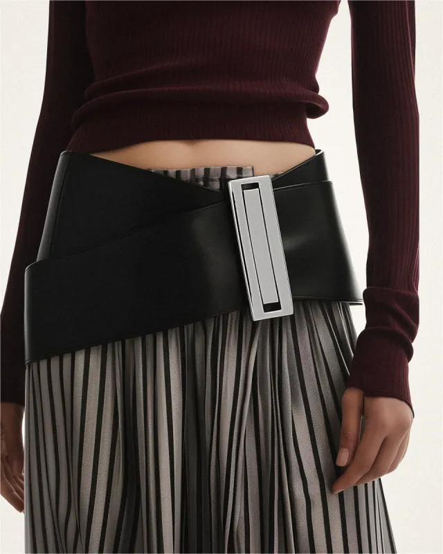 Taylor Oversized Vegan Leather Belt - Black sold by JW PEI