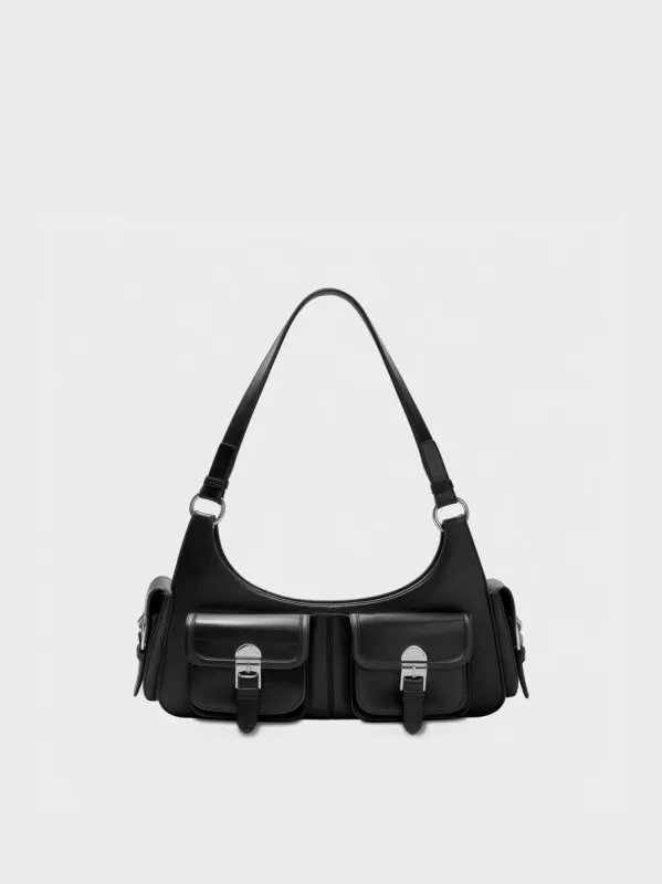 Jade Buckle Shoulder Bag - Black sold by JW PEI