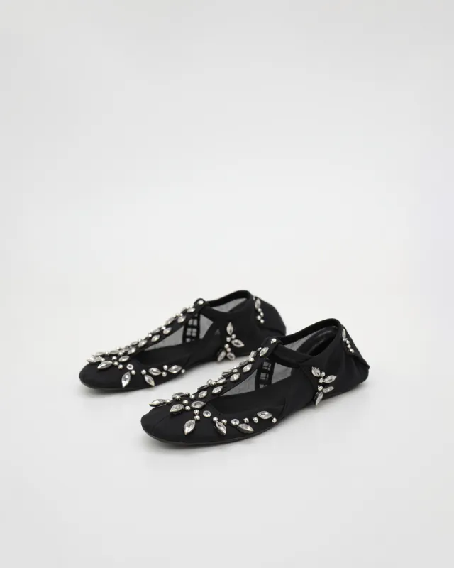 Emilia Embellished Flat Shoes - Black sold by JW PEI
