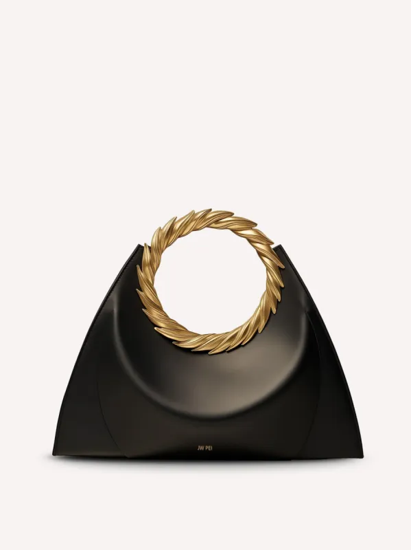 Emma Leaf Handle Sculptural Bag - Black sold by JW PEI