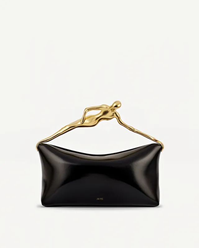 Bella Abstract Gold Handle Clutch - Black sold by JW PEI