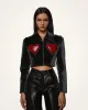 Sophie Cropped Leather Jacket - Black & Red sold by JW PEI