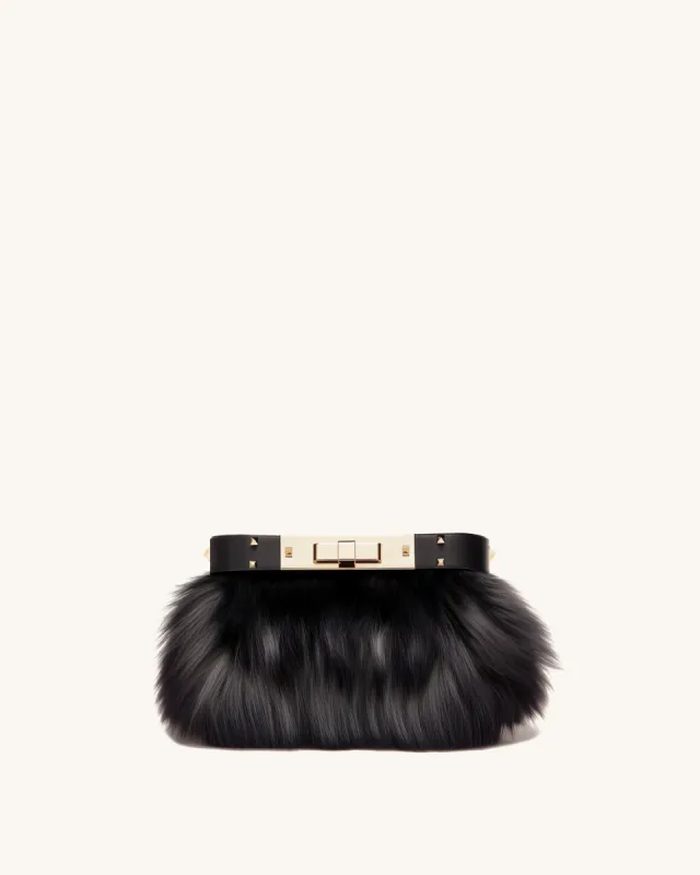 Charlotte Midnight Feathered Vanity Bag - Navy Blue made by JW PEI
