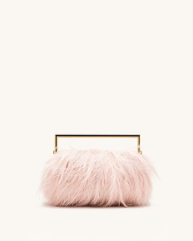 Brooklyn Rosy Feathered Box Clutch - Pink sold by JW PEI