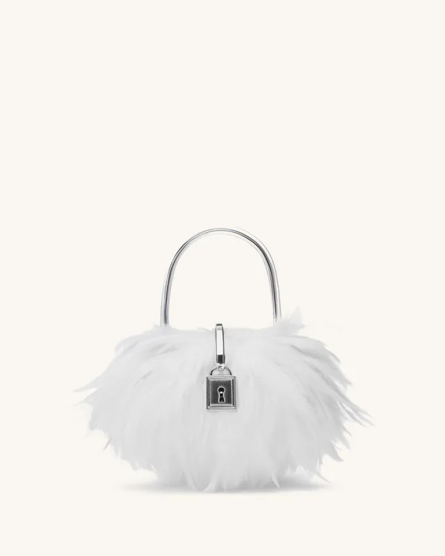 Vivian Ivory Feathered Petite Bag - White sold by JW PEI