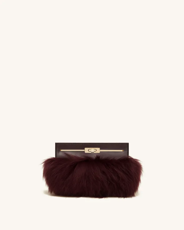 Hadley Bordeaux Feathered Clutch - Burgundy sold by JW PEI