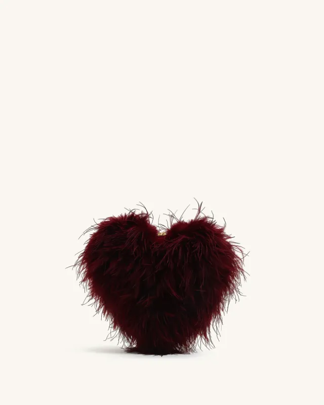 Rylee Garnet Heart Feathered Handbag - Burgundy sold by JW PEI