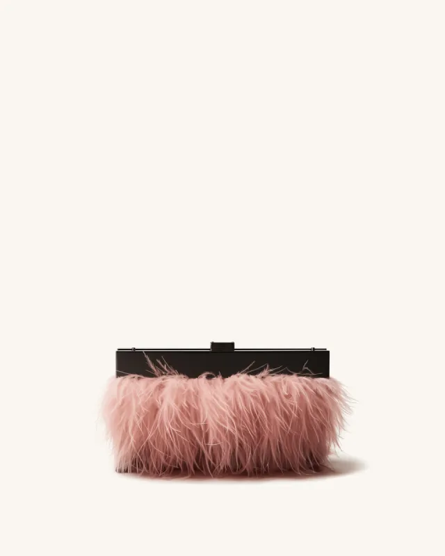 Sofia Blush Luxe Feathered Clutch - Pink sold by JW PEI