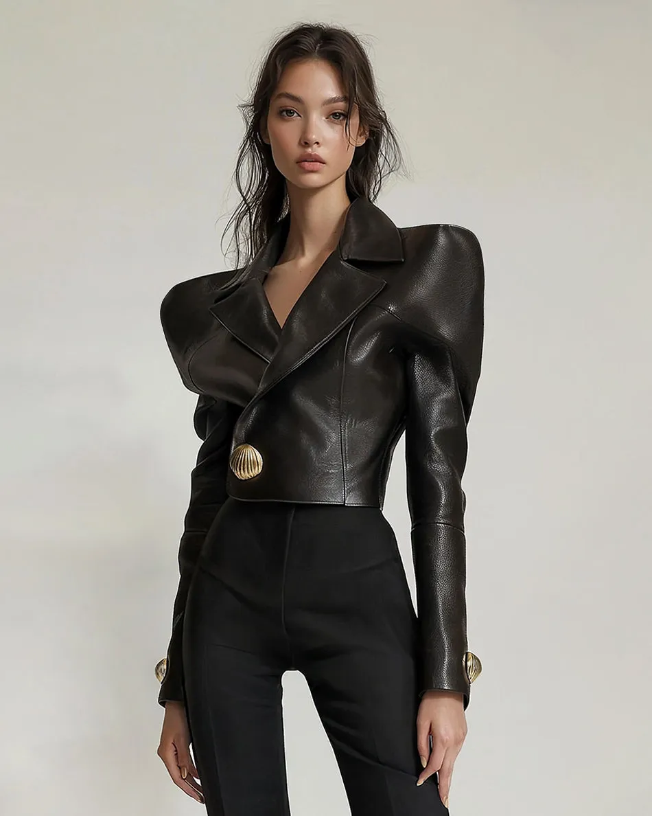 Aurora Metallic Shell Leather Jacket - Black sold by JW PEI
