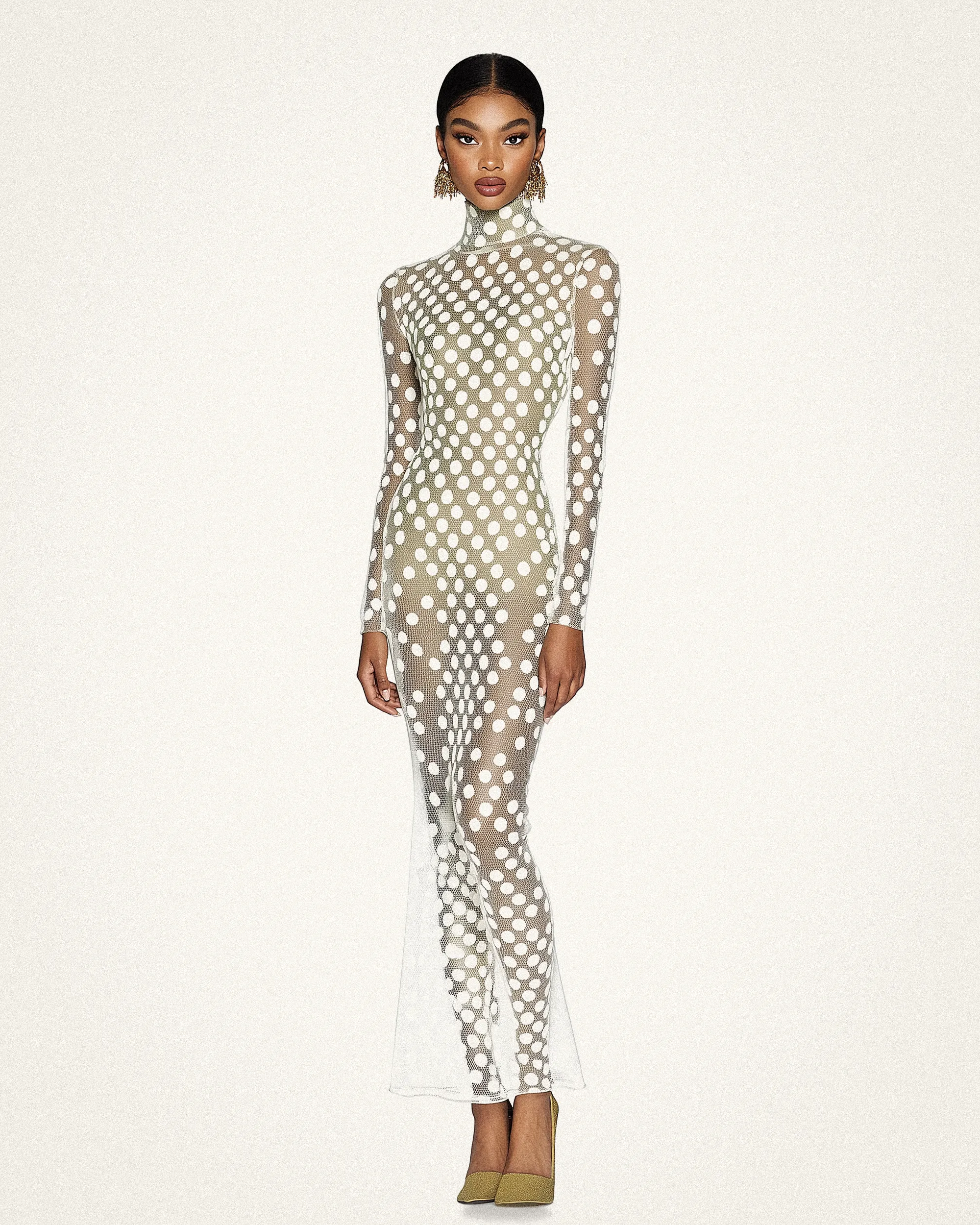 Seraphine Sheer Polka Dot Dress - White sold by JW PEI