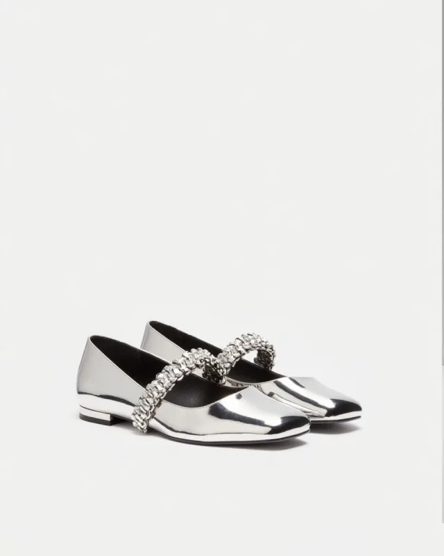 Willow Metallic Flat Shoes - Silver sold by JW PEI