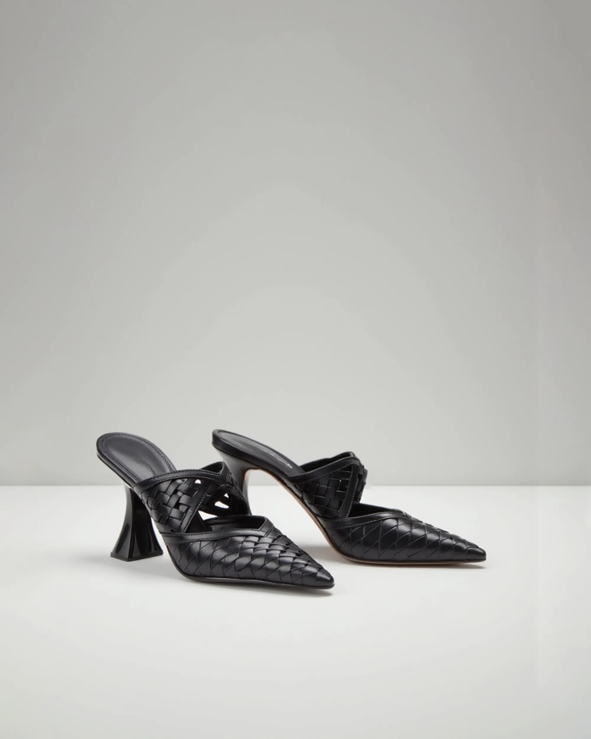 Ariana Woven Strap Heeled Sandals - Black sold by JW PEI