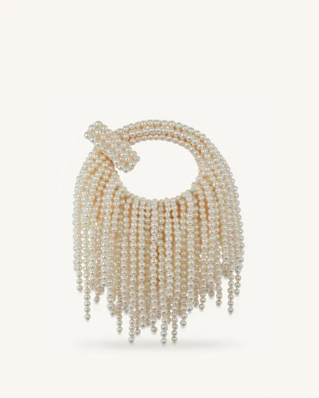Serenity Pearl Cascade Evening Bag - Ivory sold by JW PEI