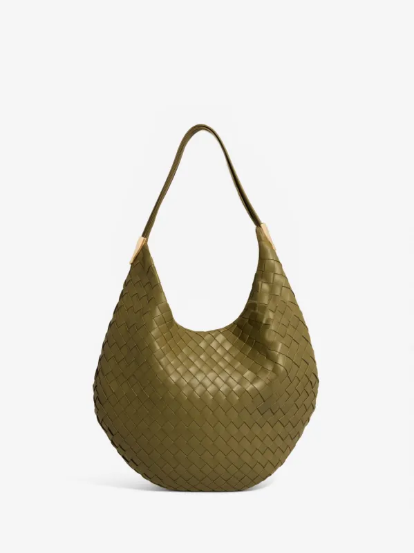 Arianna Hobo Weave Shoulder Bag - Olive Green sold by JW PEI