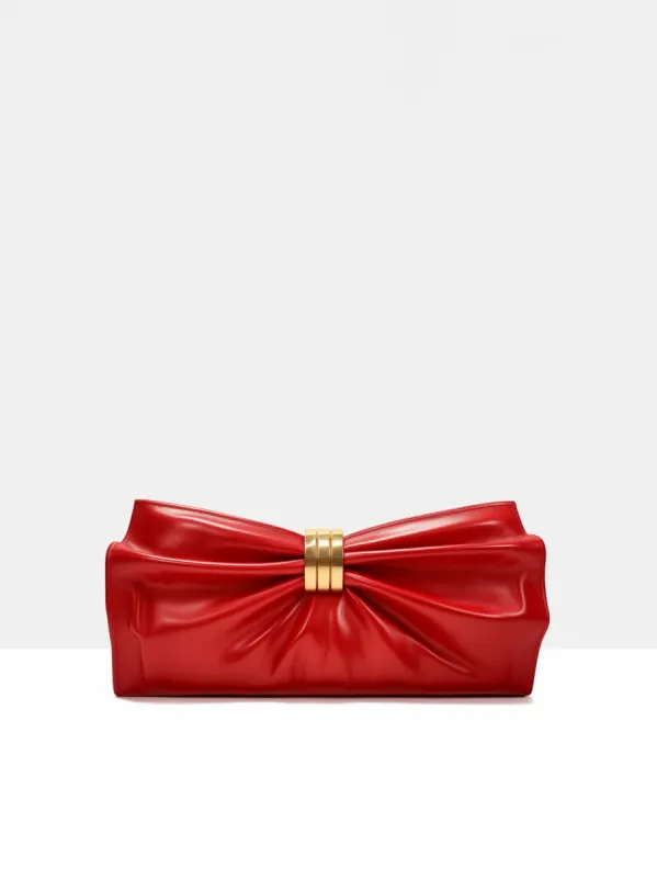 Leah Luxe Bow Clutch - Red sold by JW PEI