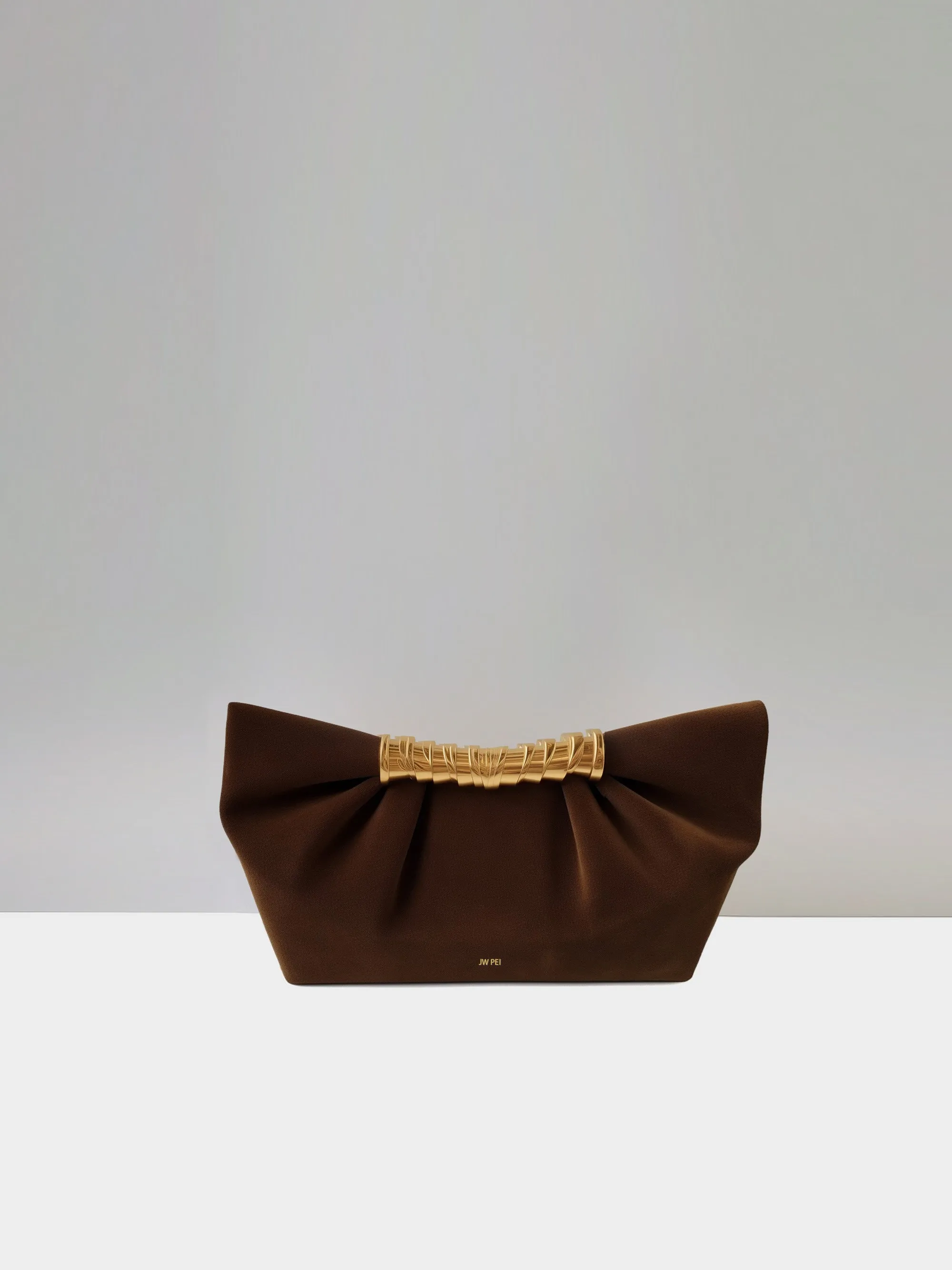 Leia Pleated Clutch - Dark Brown sold by JW PEI
