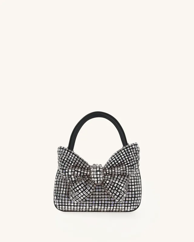 Aurora Bow Embellished Handbag - Black sold by JW PEI