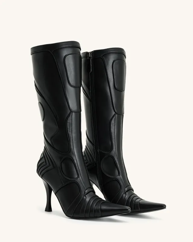 Odette Futuristic Heeled Bike Boots - Black sold by JW PEI