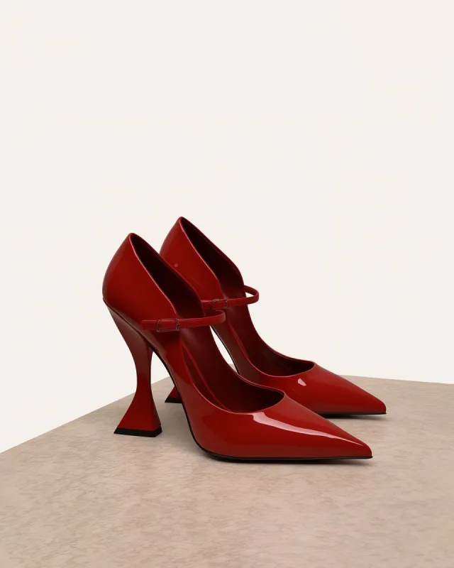 Thalina Patent Leather Pumps - Red sold by JW PEI