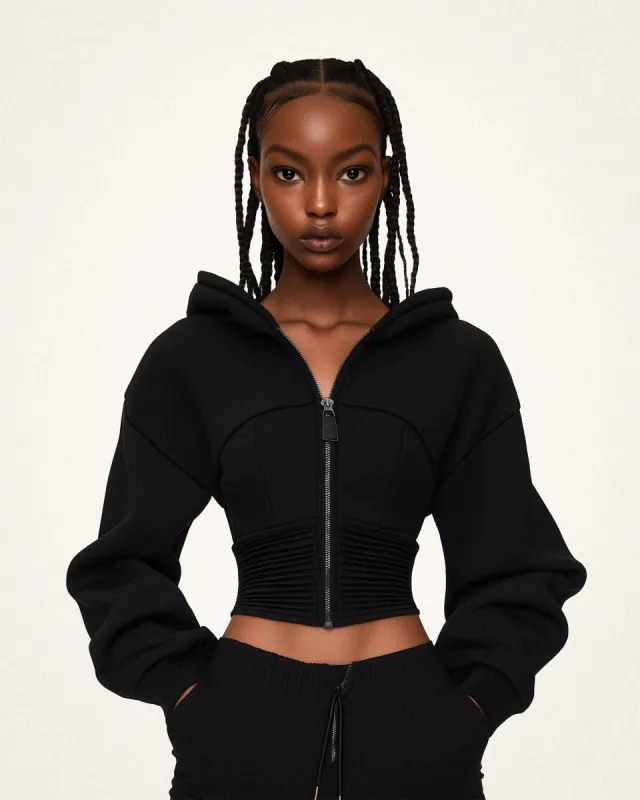 Amelia Ribbed Waist Hoodie - Black sold by JW PEI