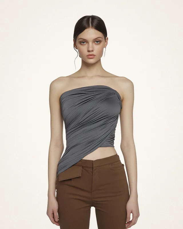 Aria Draped Strapless Top - Gray sold by JW PEI