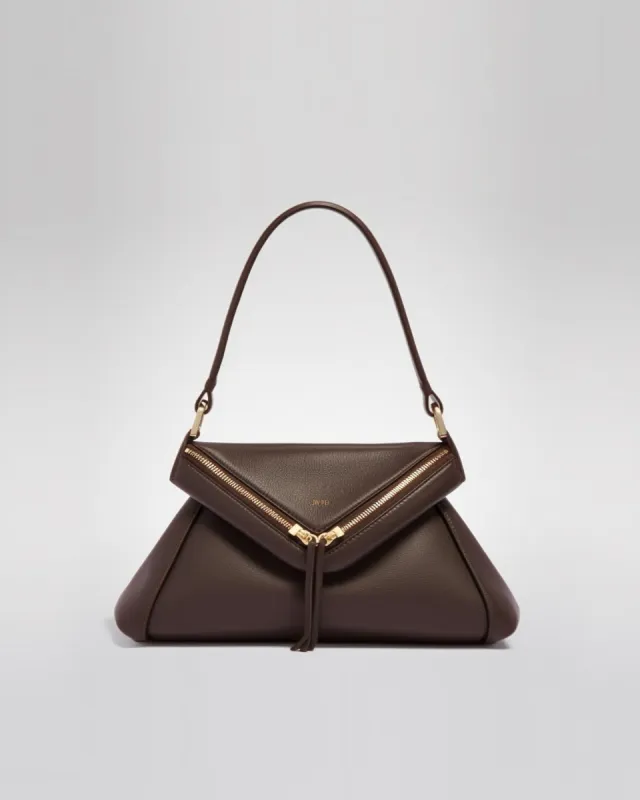 Skylar Triangular Flap Bag - Dark Brown sold by JW PEI