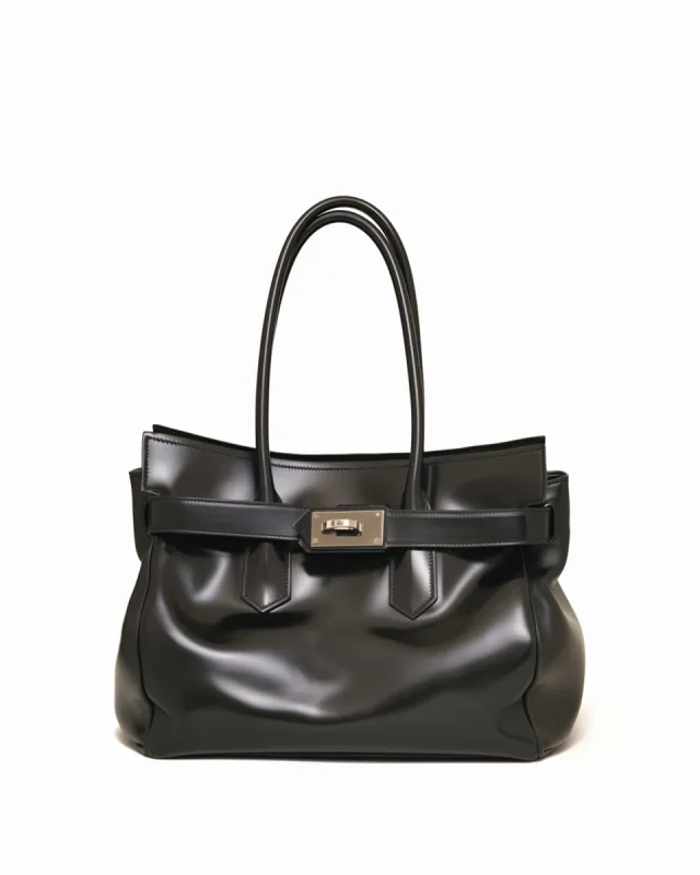 Madelyn Structured Turn Lock Tote - Black sold by JW PEI