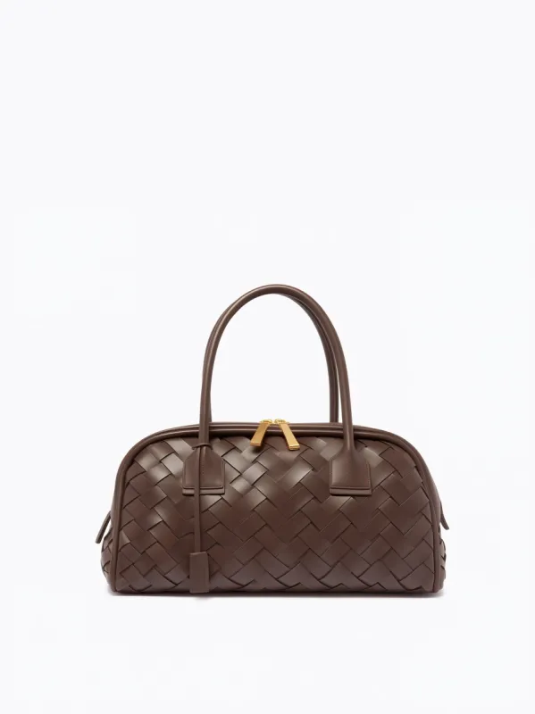 Clara Woven Leather Satchel - Brown sold by JW PEI