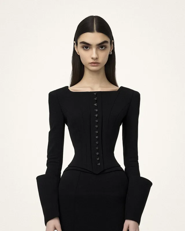 Lydia Corset-Inspired Blazer - Black sold by JW PEI
