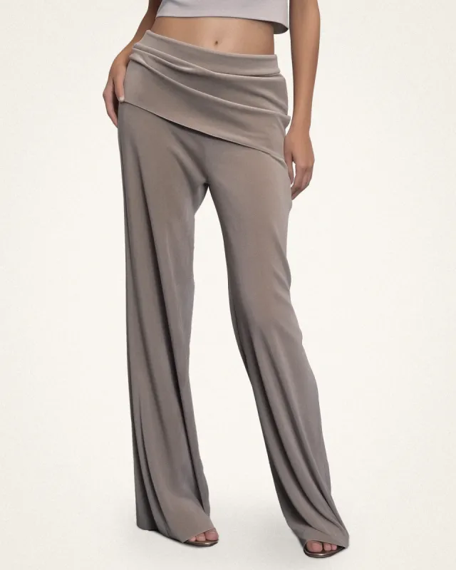 Aubrey Draped Wide-Leg Pants - Taupe sold by JW PEI