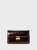 Lily Croc Embossed Flap Bag - Dark Brown sold by JW PEI