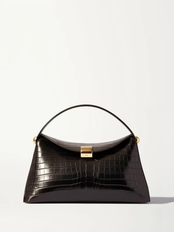 Emma Croc Embossed Box Bag - Black sold by JW PEI