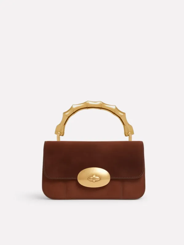 Amara Bamboo Handle Handbag - Brown sold by JW PEI