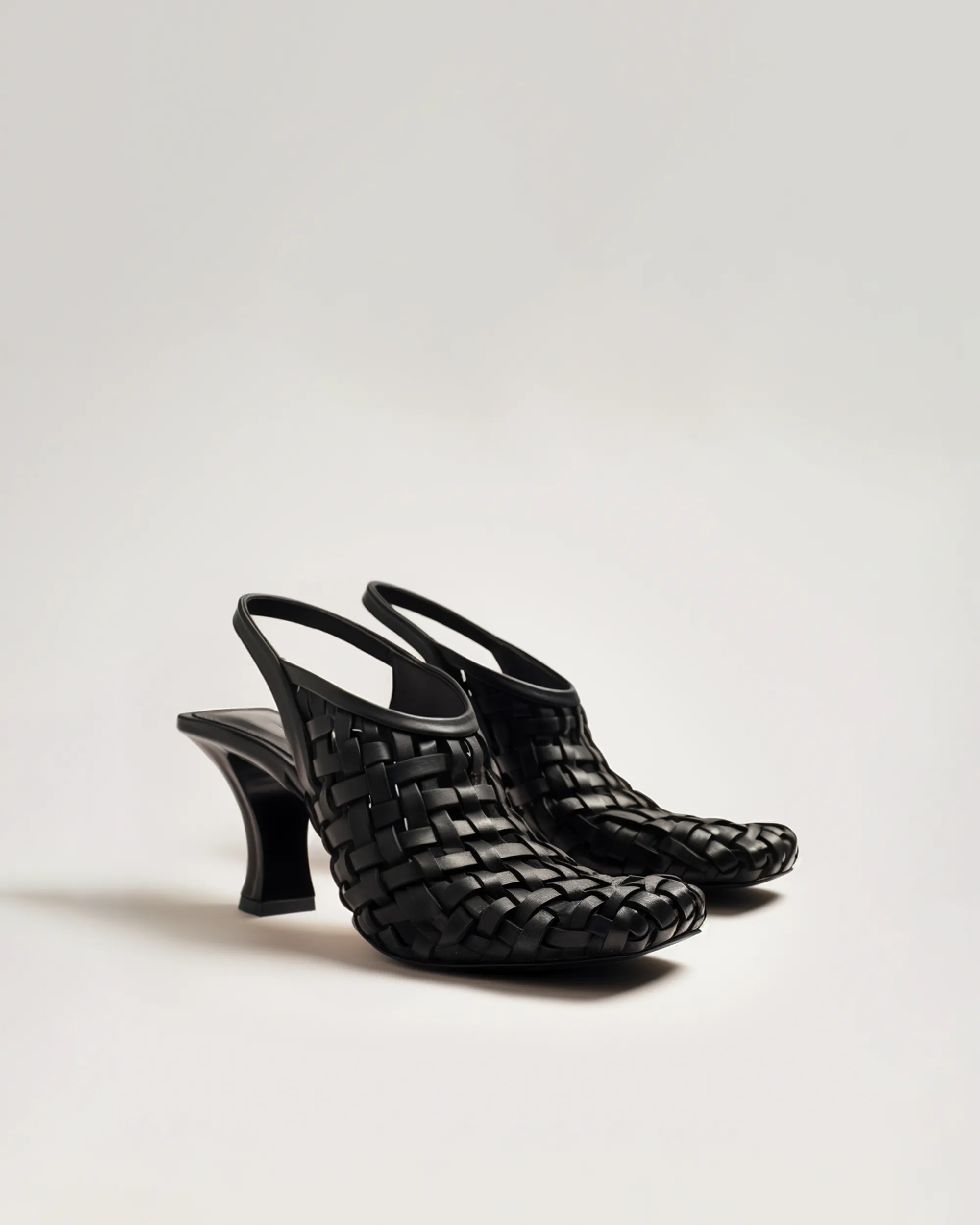 Clarisse Woven Slingback Heels - Black sold by JW PEI