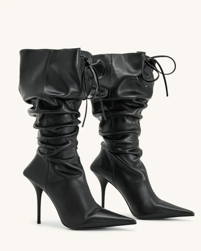 Olivia Leather High Heel Boots - Black sold by JW PEI