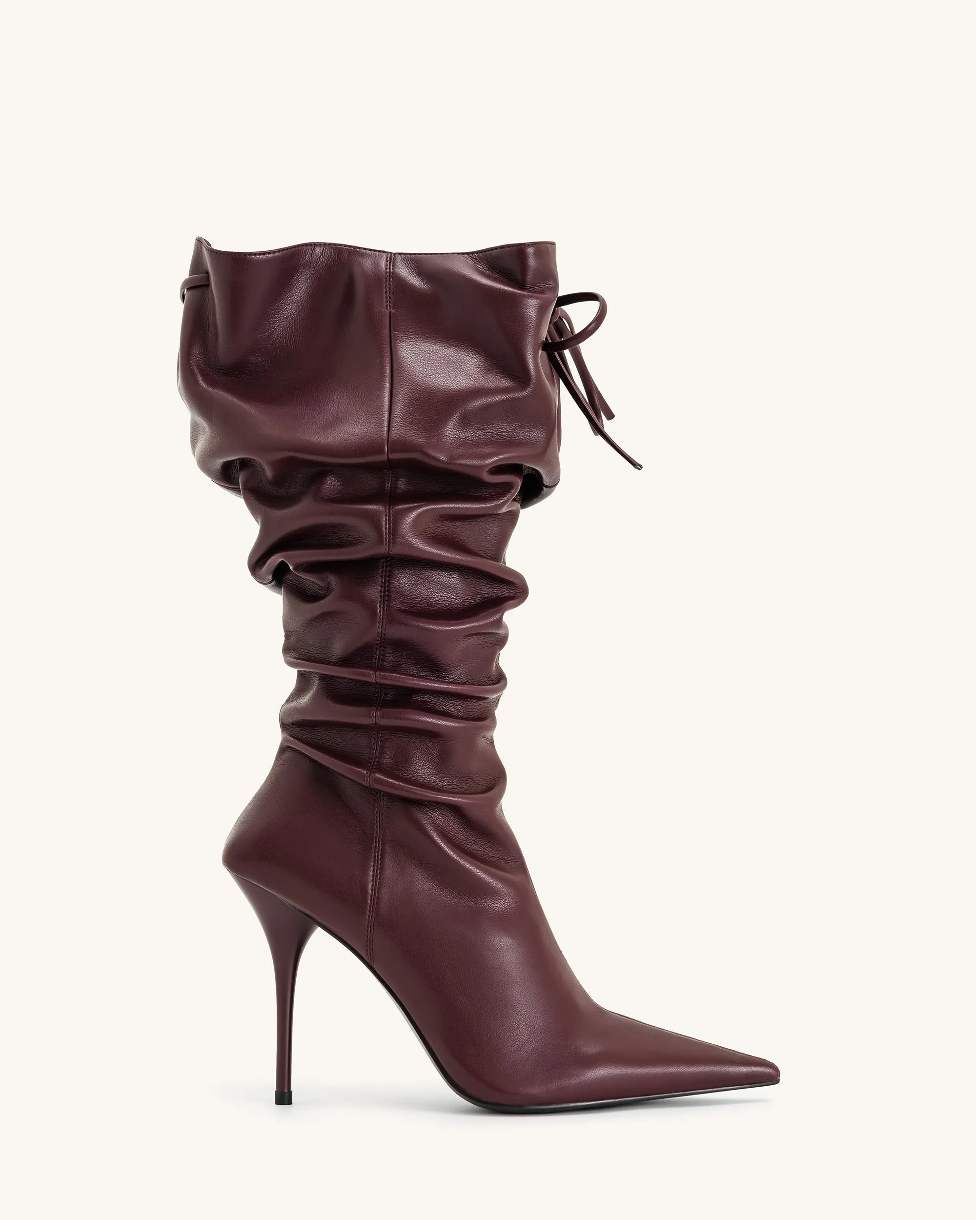 Olivia Leather High Heel Boots - Burgundy sold by JW PEI product image thumbnail 2