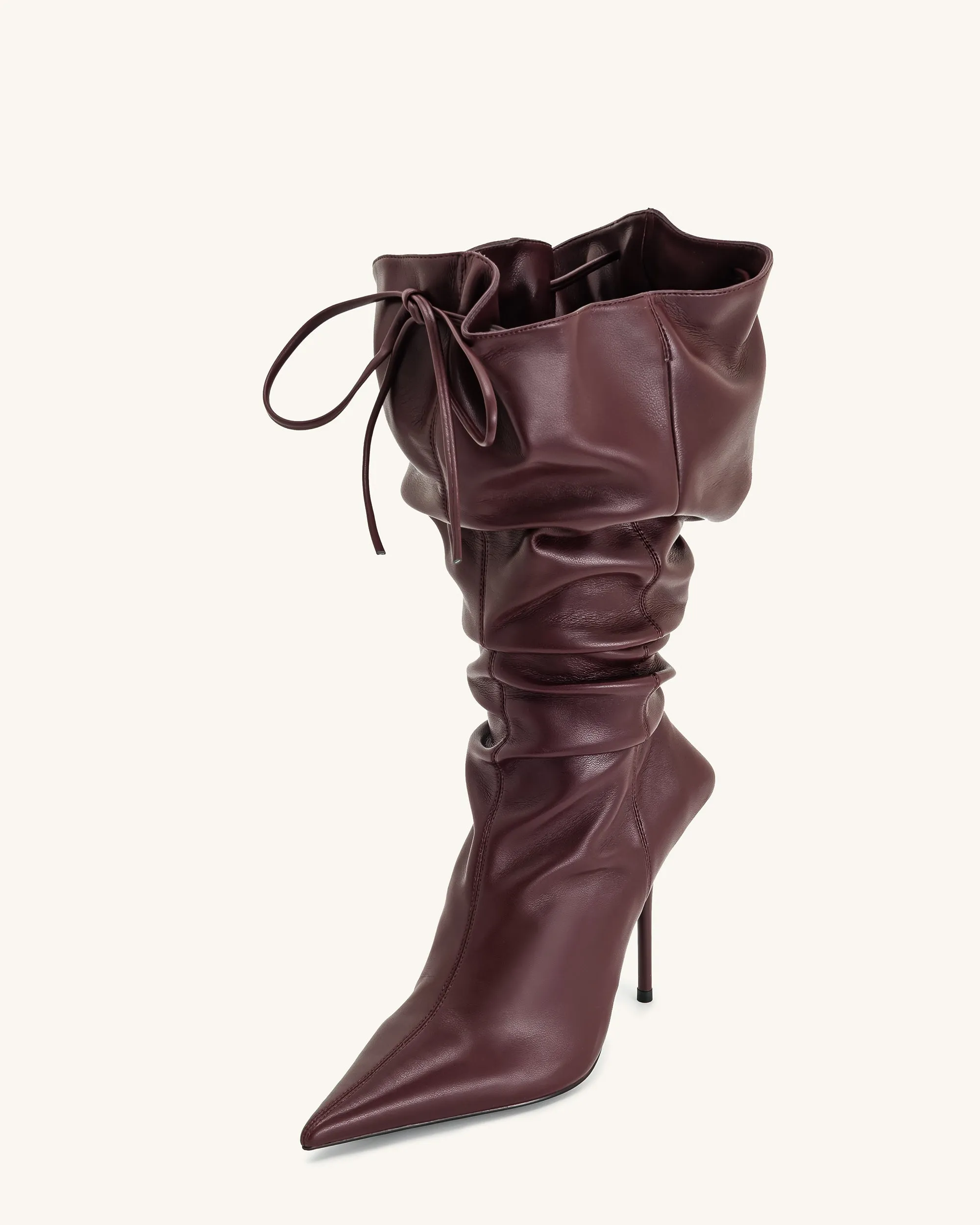 Olivia Leather High Heel Boots - Burgundy sold by JW PEI product image thumbnail 4