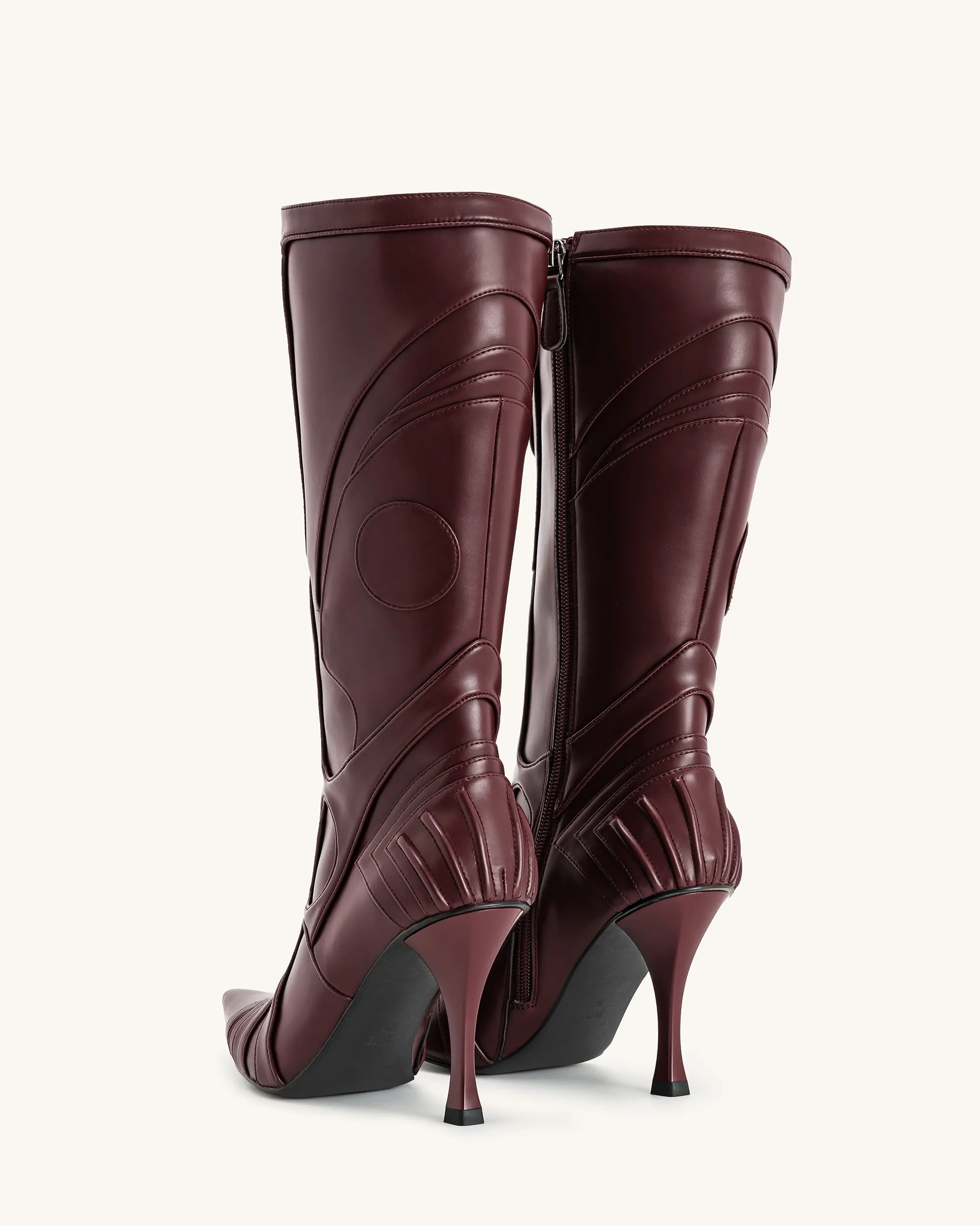 Odette Futuristic Heeled Bike Boots - Burgundy sold by JW PEI product image thumbnail 4