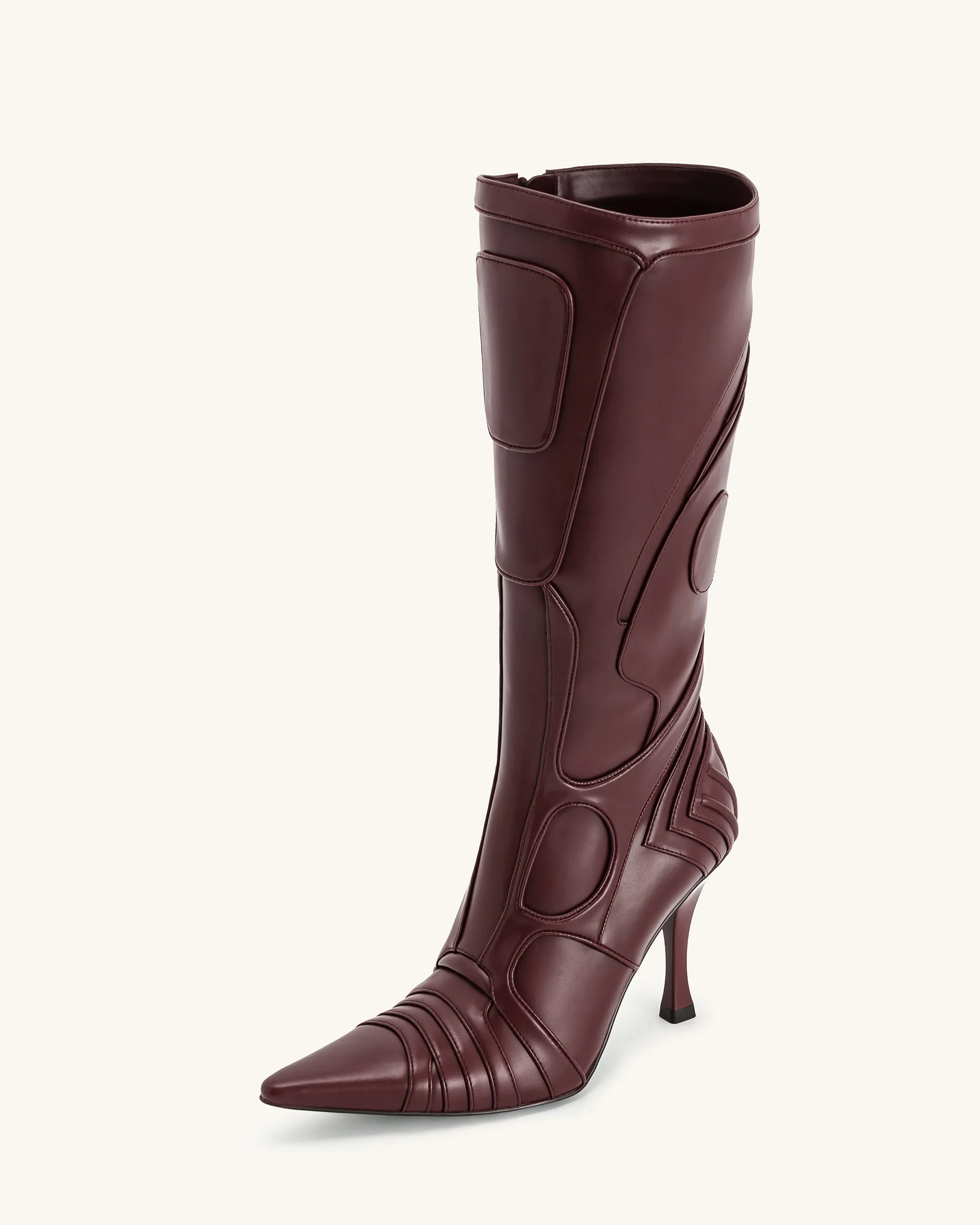 Odette Futuristic Heeled Bike Boots - Burgundy sold by JW PEI product image thumbnail 5