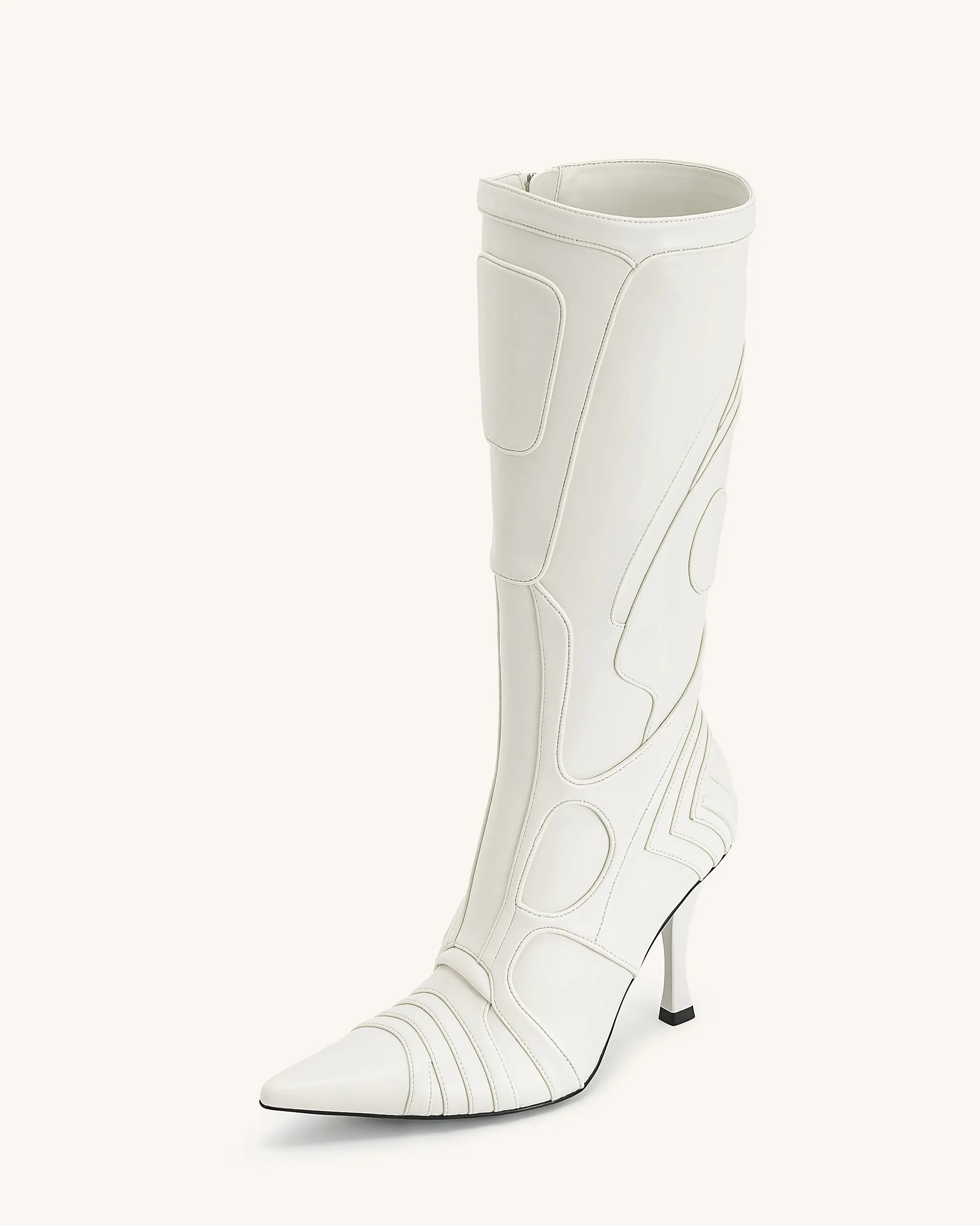 Odette Futuristic Heeled Bike Boots - White sold by JW PEI product image thumbnail 5