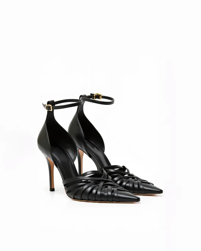 Natalie Crisscross Strap Stiletto Heels - Black sold by JW PEI