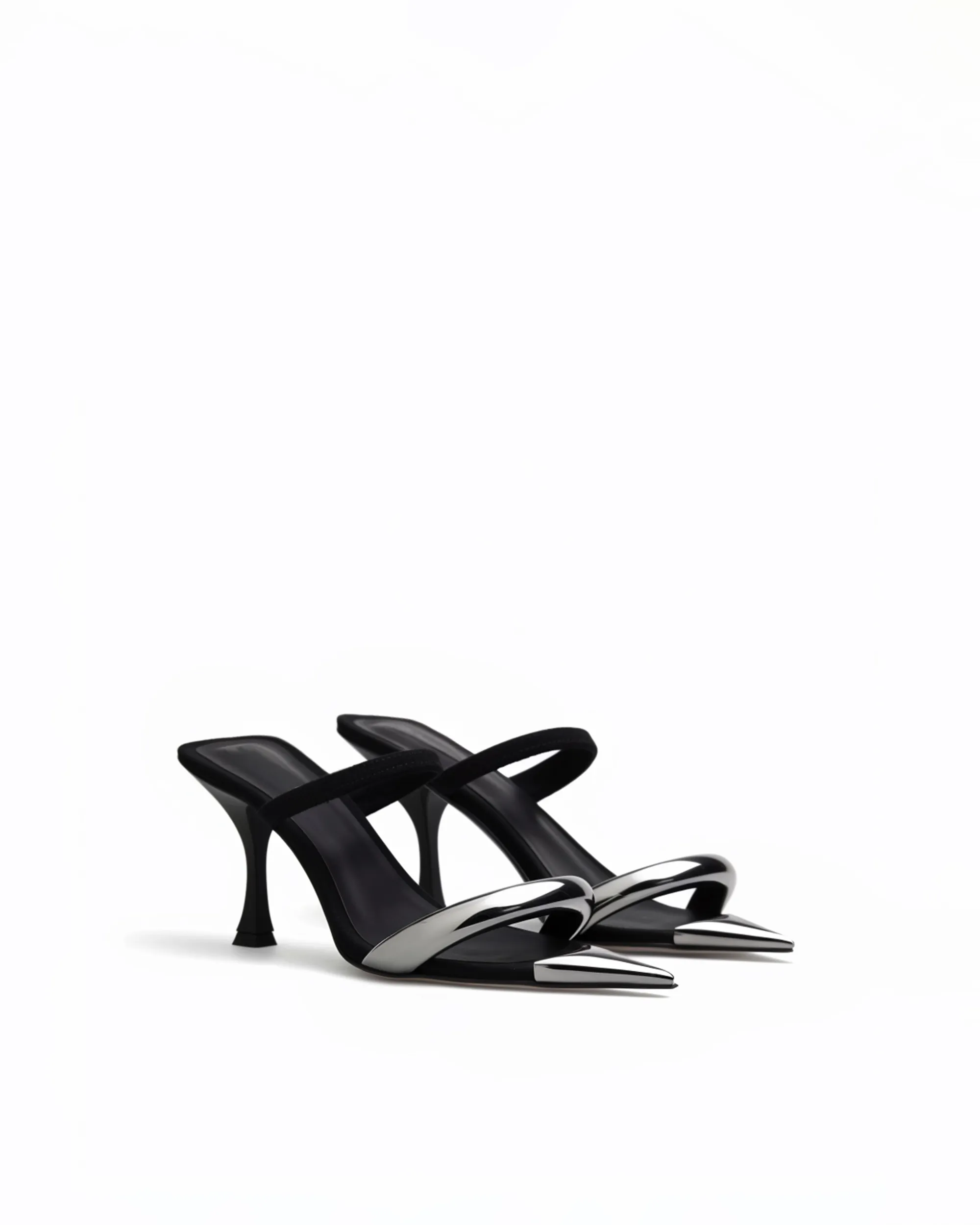 Kennedy Silver-Tipped Mules - Black sold by JW PEI